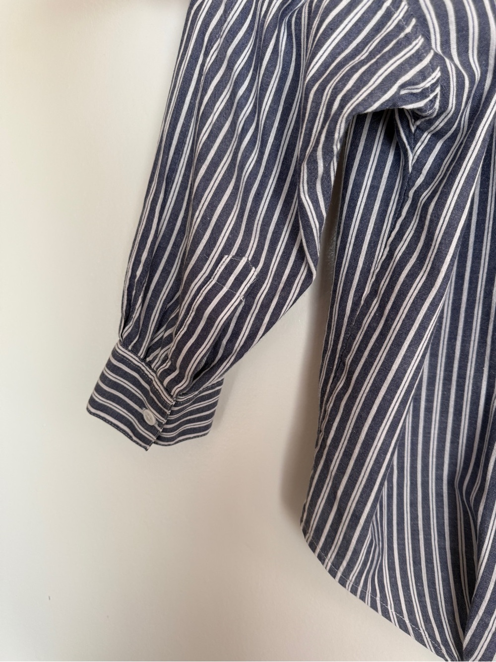 French Connection Women’s Blue and White Dolman-Sleeve Striped Shirt - Picture 9 of 10